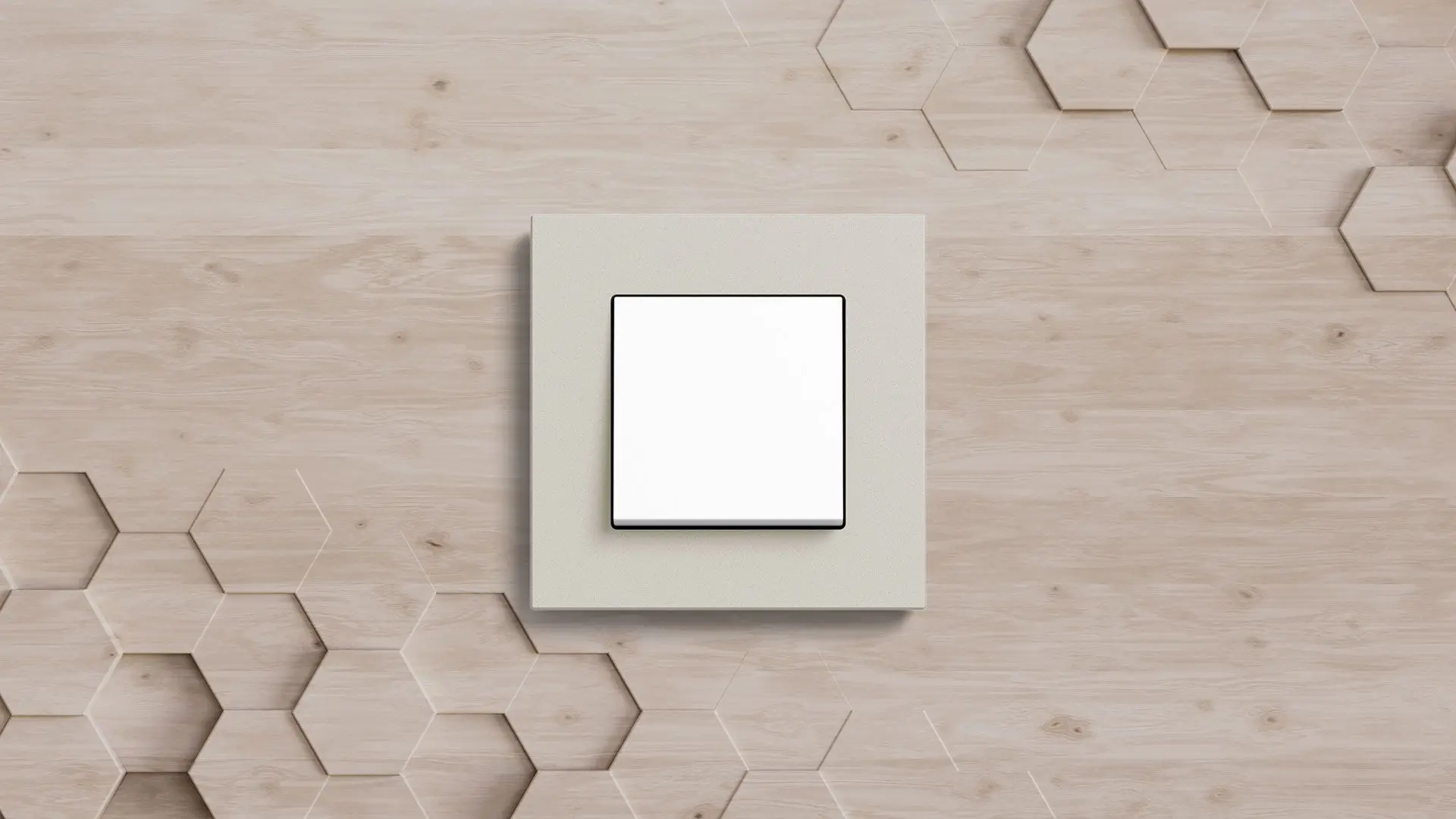 Gira Esprit mit Rahmen aus Linoleum und Multiplex an einer Wand