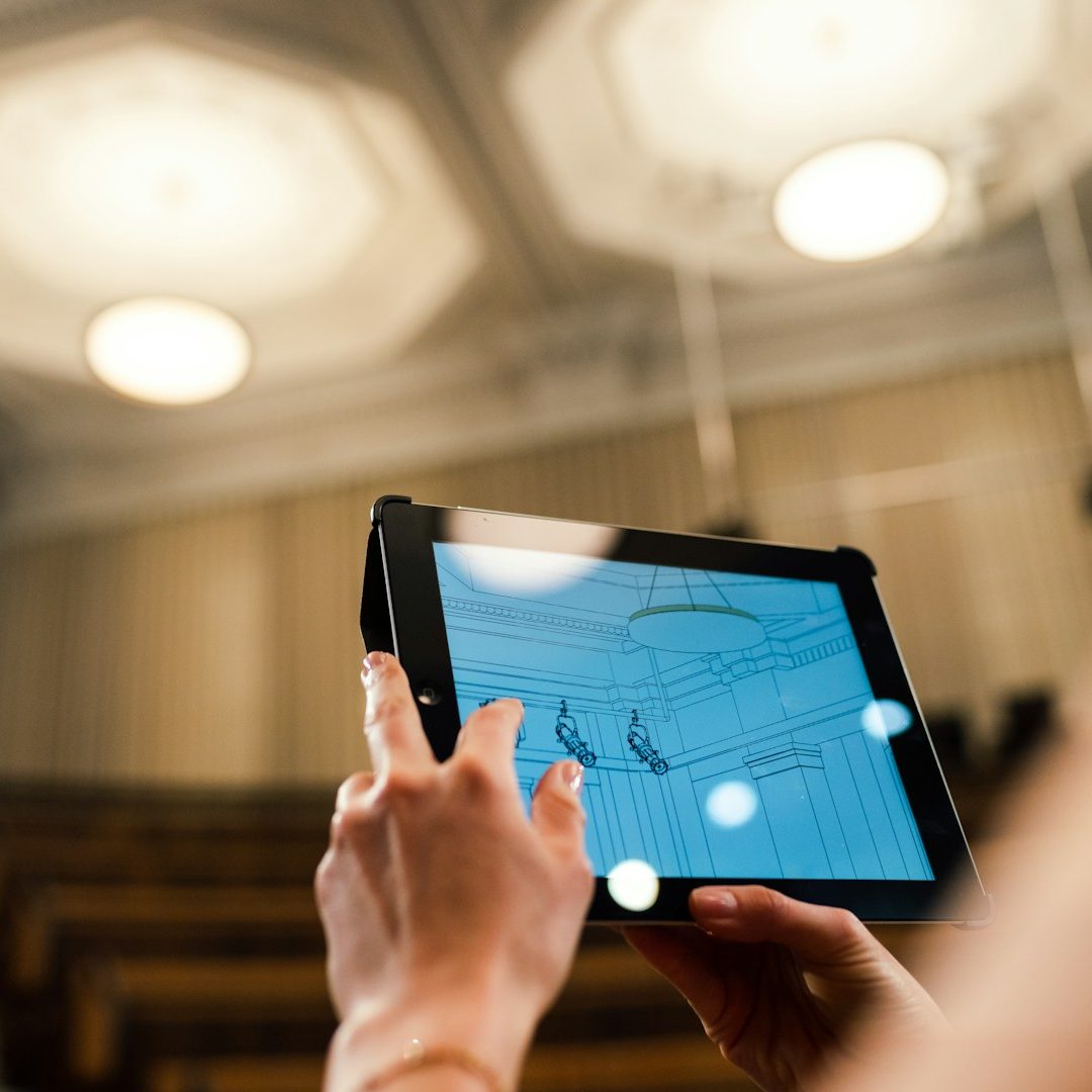 Lichtplanung auf einem Tablet. Beleuchtung auf Android oder iPhone