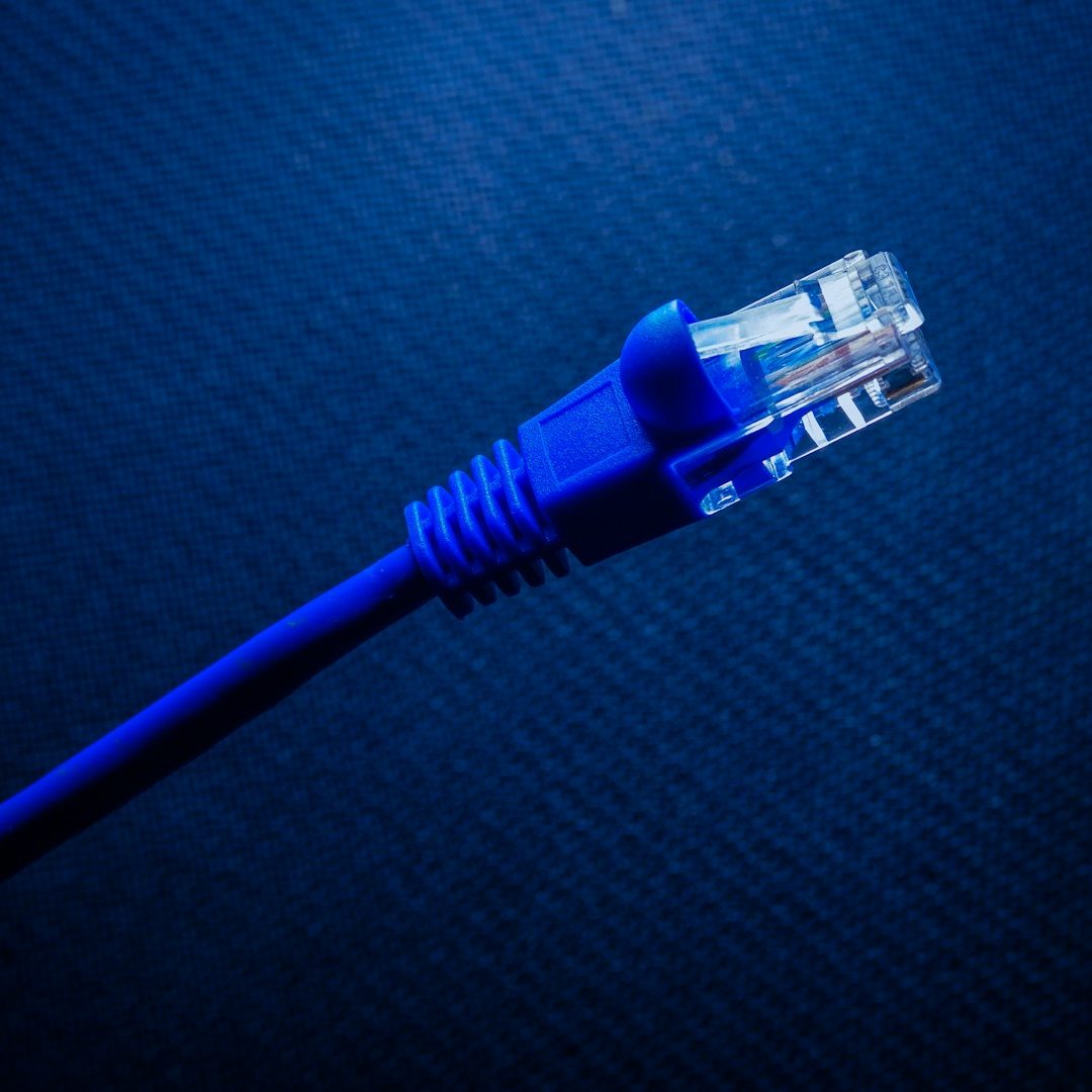 LAN WLAN Ethernet-Kabelstecker. Netzwerktechnik Gigabit Anschluss